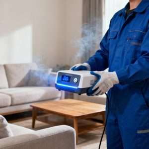 Ozone generator operating inside to remove odors and sanitize the interior